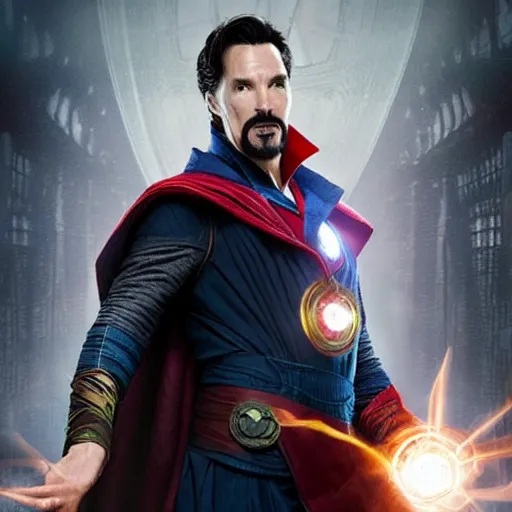 Prompt: Portrait of doctor strange in Iron man's armor, zack snyder film still