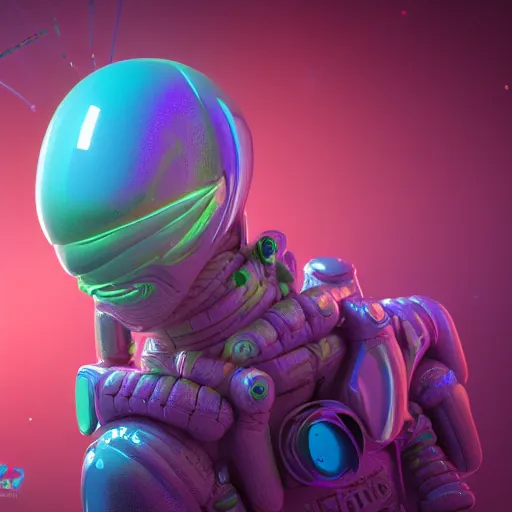 Prompt: photography of a futuristic space clown, in an colorful alien planet, ultra detail, beautiful light, high detail, 8 k, f / 2. 8, octane render