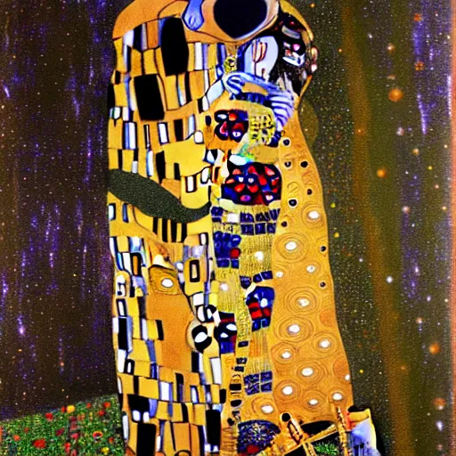 Prompt: painting of a friendly alien in the style of gustav klimt