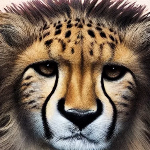 Image similar to cheetah with dreadlocks, realistic