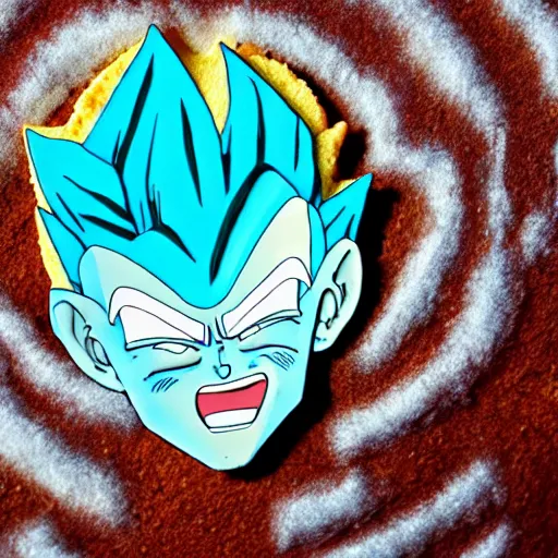 Image similar to Vegeta made from cookie, baking artwork, extremely detailed, 8k, trending on Artstation