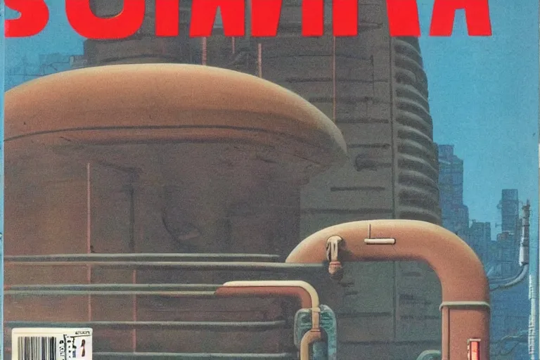 Image similar to 1979 OMNI Magazine Cover of a sewer system outlet. Cyberpunk Akira style by Vincent Di Fate