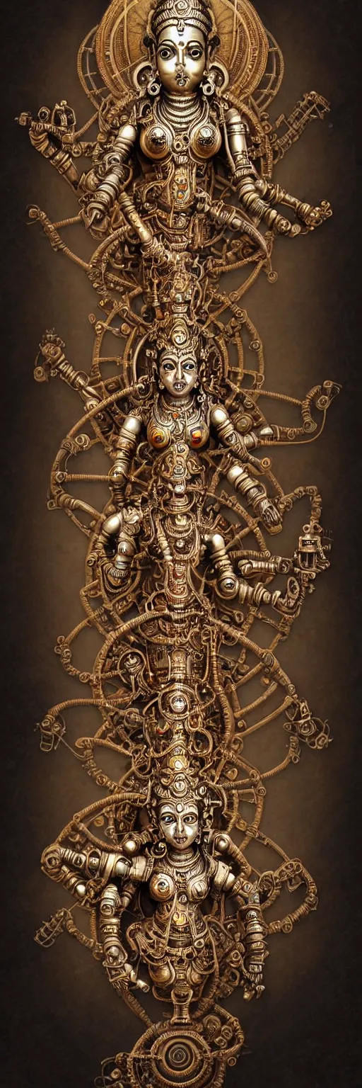 Image similar to steampunk cybernetic biomechanical hindu god natraj, symmetrical, front facing, 3 d model, very coherent symmetrical artwork, unreal engine realistic render, 8 k, micro detail, gold and steel intricate, elegant, highly detailed, digital painting, artstation, smooth, sharp focus, illustration, artgerm, tomasz alen kopera, wlop