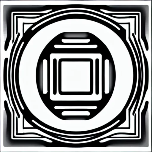 Image similar to black and white svg vector art panel for cnc plasma, laser, stencil, unique art deco hole through circuit design