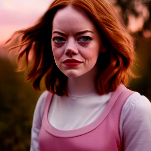 Image similar to beautiful hyperdetailed photograph of emma stone as hermione granger, golden hour, soft focus, medium shot, 8 k, portra 4 0 0