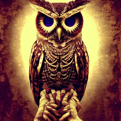 Prompt: Warrior owl art nuveau, steampunk, symmetry, unreal engine,