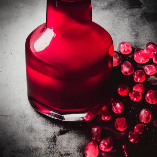 Image similar to a studio photo of a red health potion in a beautiful looking flask, dramatic lighting