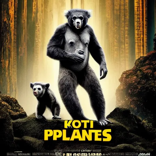 Image similar to planet of the koalas in the style of the movie poster of planet of the apes ( 2 0 1 1 ), movie poster, high quality, intricate detail