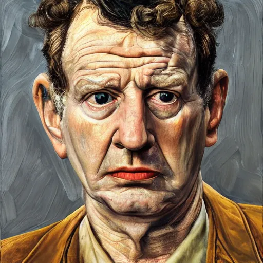 Image similar to high quality high detail painting by lucian freud, hd, portrait of actor