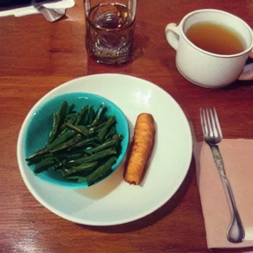 Image similar to “a dinner with hot tea”