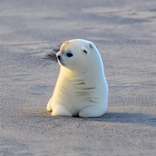 Prompt: a baby harp seal chess piece