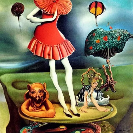 Prompt: alice in wonderland by salvador dali