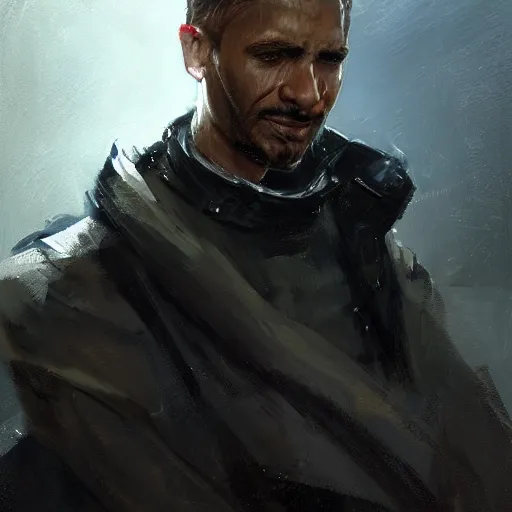 Image similar to portrait of a man by Greg Rutkowski, he is about 30 years old, he has short black military-style hair, a straight jaw, he has a scar above one eyebrow, he wears Galactic Alliance military fatigues, Star Wars Expanded Universe, highly detailed portrait, digital painting, artstation, concept art, smooth, sharp foccus ilustration, Artstation HQ