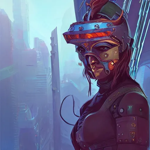 Image similar to cyberpunk viking helmet mask warrior goddess robot ninja fantasy, art gta 5 cover, official fanart behance hd artstation by jesper ejsing, by rhads, makoto shinkai and lois van baarle, ilya kuvshinov, ossdraws