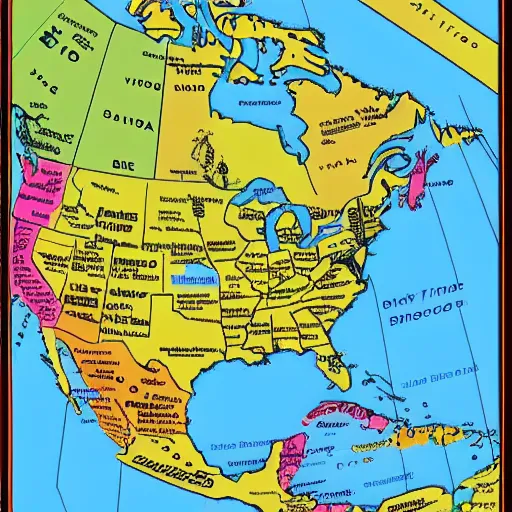 Image similar to a map of north america with names