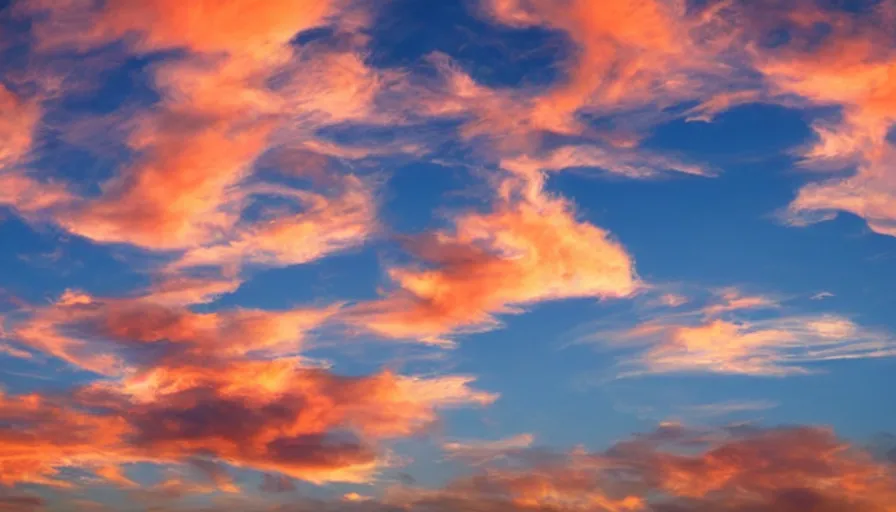 Image similar to clouds in the shape of a beautiful curvy woman, realistic, detailed, orange / pink sky, dreamy