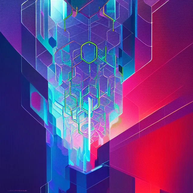 Image similar to a chain of interconnected dots, plexus effect, blockchain, symmetry, intricate, volumetric lighting, beautiful, rich deep colors masterpiece, sharp focus, ultra detailed, in the style of john harris