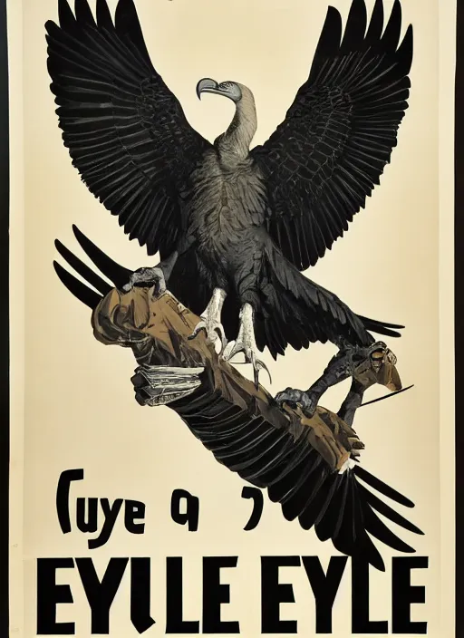 Image similar to vulture eye in 1940s propaganda poster, full hd,highly detailed