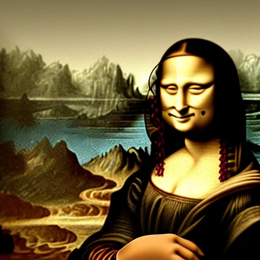 Image similar to mona lisa smoking a joint