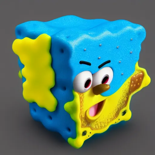 Image similar to spongebob squarepants made of rubber in 3 d, hyperrealistic, 4 k