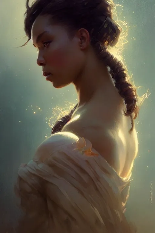 Image similar to lizzo profile picture by Greg Rutkowski, dynamic pose, matte painting, intricate, fantasy concept art, elegant, by Stanley Artgerm Lau, WLOP, golden ratio, thomas kindkade, alphonse mucha, loish, norman Rockwell,