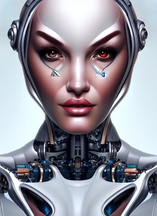 Image similar to portrait of a cyborg woman by Artgerm, biomechanical, hyper detailled, trending on artstation