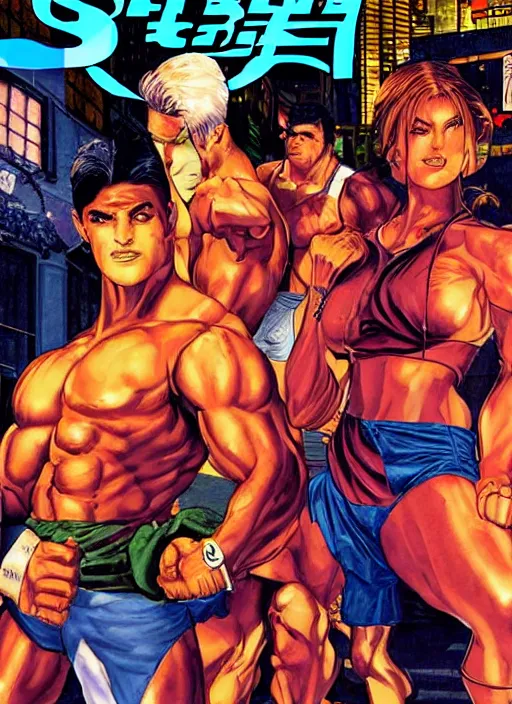 Image similar to streets of rage cover art featuring kaitlin jenner and steve martin