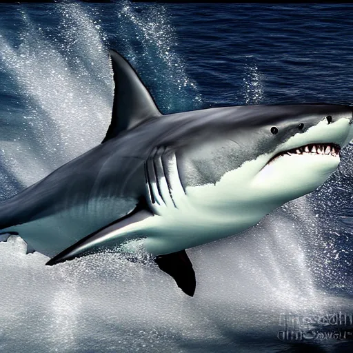 Image similar to large great white shark, cinematic, photograph, hyperdetailed, realistic, realism