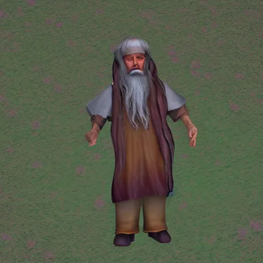 Prompt: old prophet wandering about a meadow, subsurface scattering