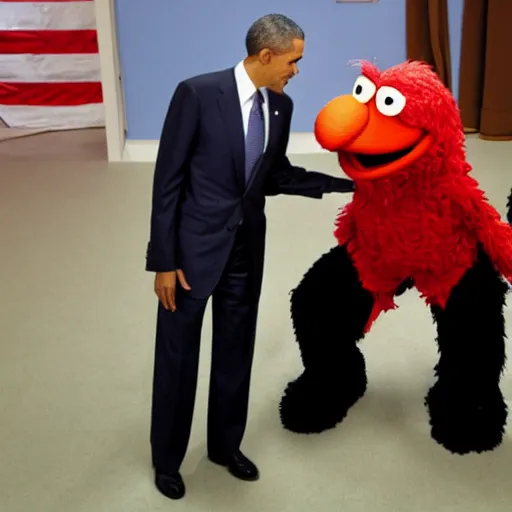 Image similar to obama meets elmo