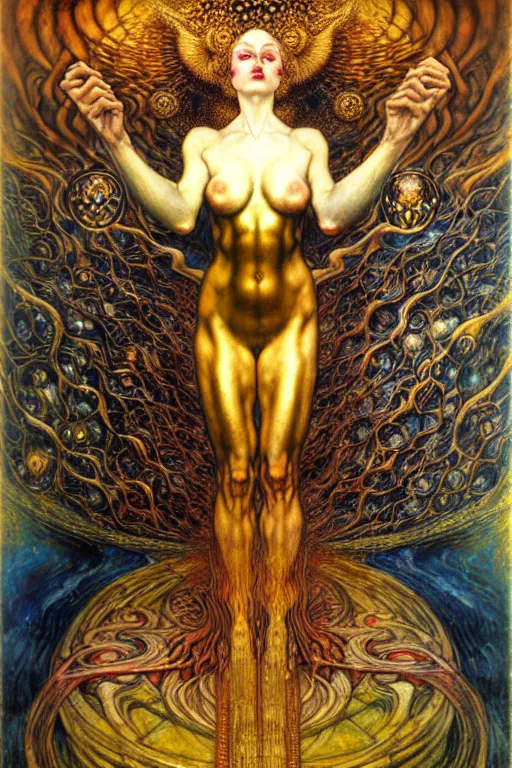 Image similar to Divine Chaos Engine by Karol Bak, Jean Delville, William Blake, Gustav Klimt, and Vincent Van Gogh, symbolist, visionary