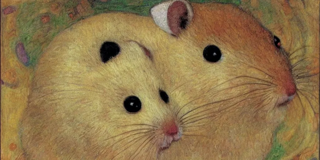 Image similar to a cute little hamster by klimt, gustav, art nouveau, symbolism, portrait