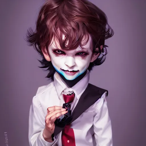 Prompt: Cute Joker as a doll, by Stanley Artgerm Lau, WLOP, Rossdraws, James Jean, Andrei Riabovitchev, Marc Simonetti, Yoshitaka Amano, ArtStation, CGSociety,