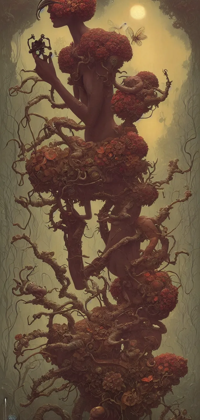 Prompt: exquisite, imaginative extremely intelligent creature poster art, humanoid, vogue, anthro, botanical illustration by casey weldon weta studio tom bagshaw james jean frank frazetta, james gurney martine johanna and simon stalenhag and chie yoshii