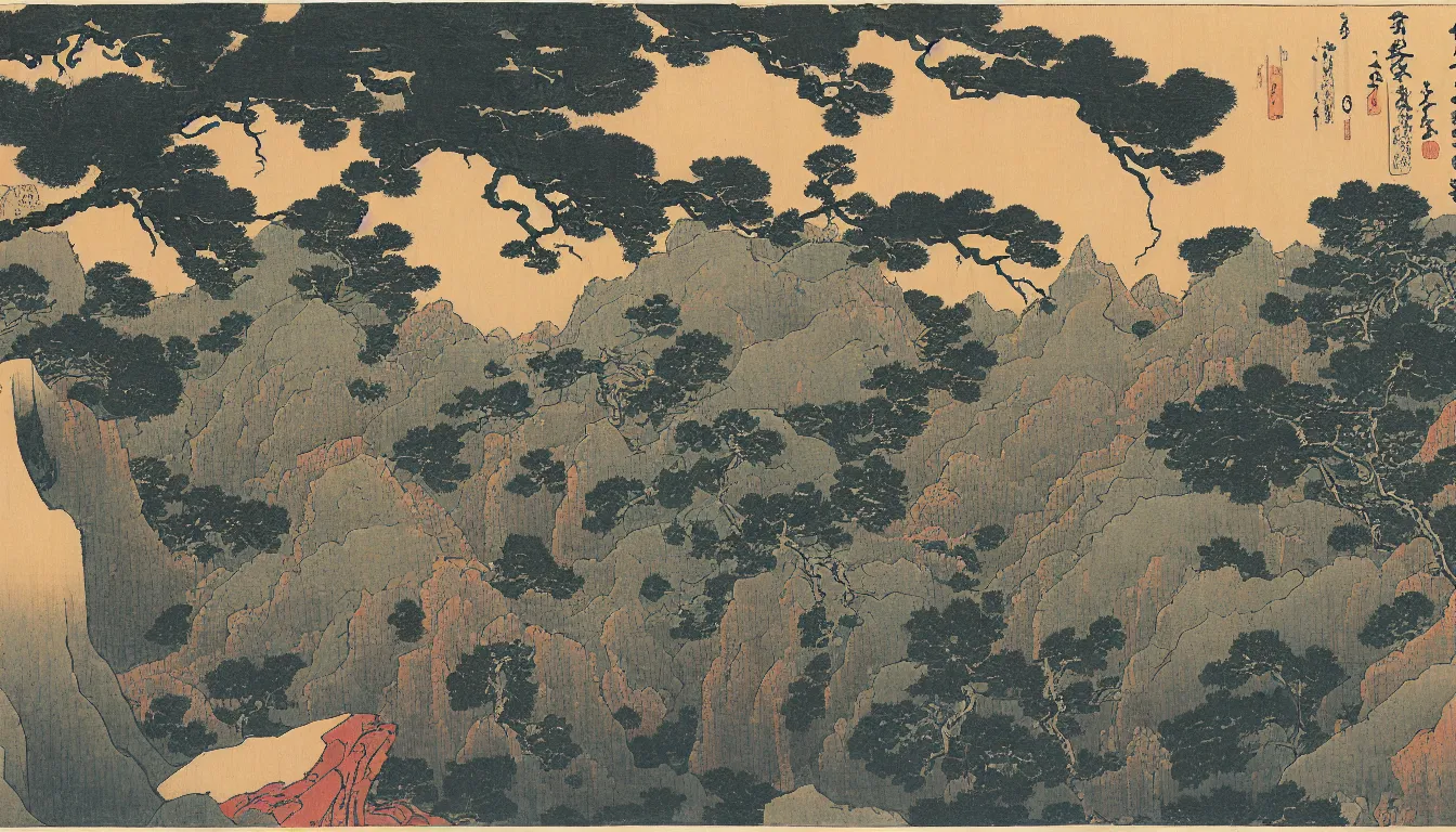 Prompt: the grand canyon by hokusai