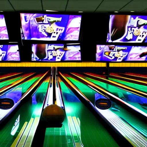 Prompt: bowling alley screen