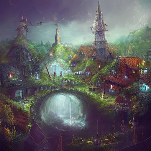 Prompt: “fantasy town by luka mivsek”