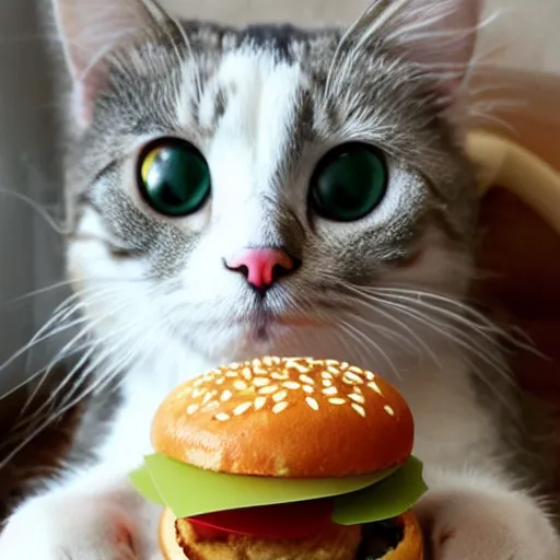 Prompt: cat hamburger