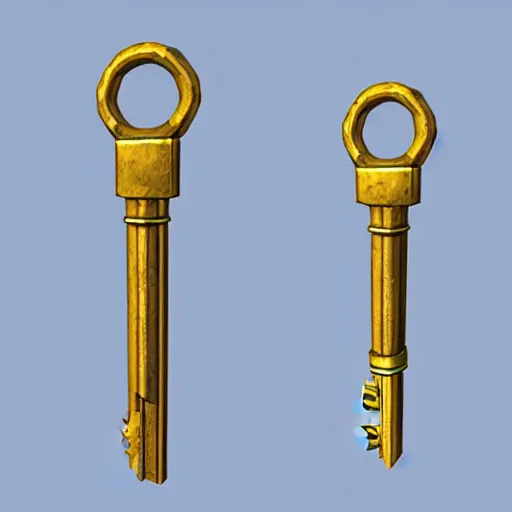 Prompt: a metal key for the cage, rpg game inventory item, low poly 3d style