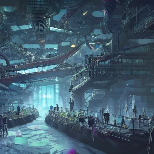 Image similar to concept art about biopunk anti-utopia