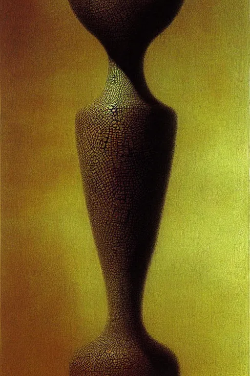 Prompt: symmetric vase, with detailed texture front view by luis royo and wayne barlowe, beksinski