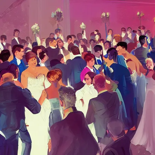 Image similar to A Punchup at a Wedding, Digital Art, Trending on Artstation