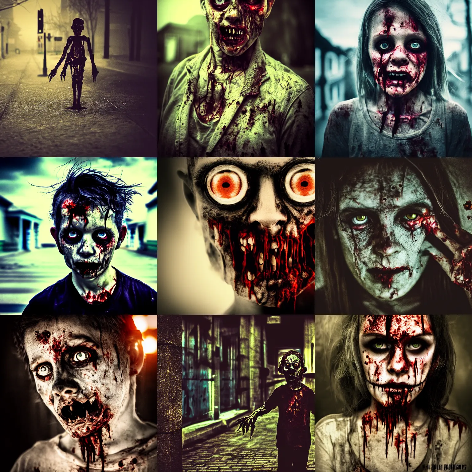 Prompt: the scariest zombie, moody, cinematic colors, bokeh