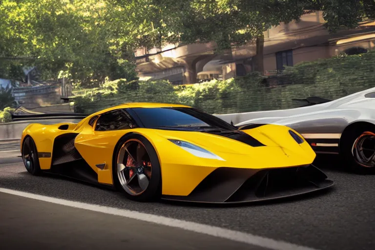 Image similar to photo wallpaper sport car gran turismo 7 forza horizon need for speed fast and furious 5 unreal engine supercar hypercar game concept car octane render, 4 khd 2 0 2 2 3 d cgi rtx style chrome reflexion global illumination ray tracing hdr arstation pixar and disney unreal