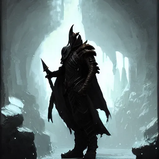 Image similar to digital art painting of a black dragonborn wearing armored wizard robes, dnd portrait painted by craig mullins and gaston bussiere and greg rutkowski