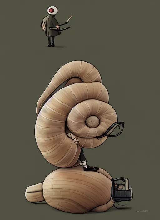 Prompt: caricature picture of a human snail, professionally color graded, interesting angle, sharp focus, 8 k high definition, insanely detailed, intricate, funny, art by jacob shaw and studio ghibli