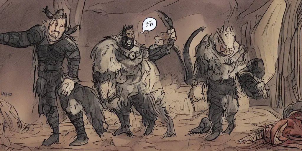 Prompt: beowulf smiling to camera, comic by david rubin