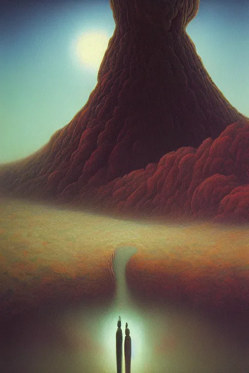 Prompt: a painting of a summer, a surrealist painting by zdzisław beksinski and by alena aenami, deviantart, nuclear art, dystopian art, apocalypse landscape, surrealist