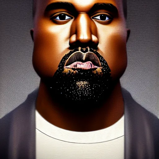 Image similar to highly detailed portrait of kanye west looking right sideways, cgsociety,! dream intricate highly detailed face, intricate, cgsociety, unreal engine, octane render, sharp focus, smooth, volumetric lighting, cinematic composition, artstation