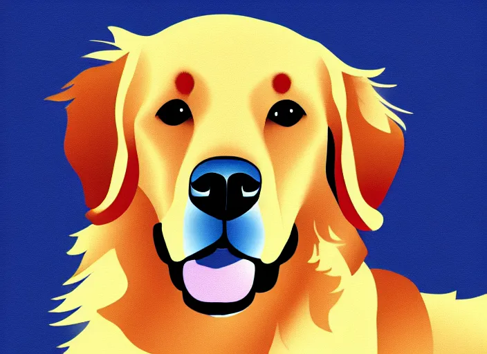 Image similar to golden retriever, white background, cartoon, high detail